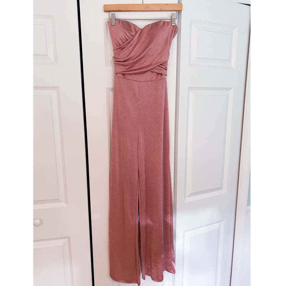 Strapless Shimmery Mauve Jumpsuit